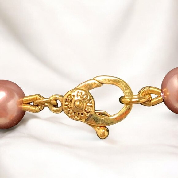 Monet Simulated Pearl Necklace & Bracelet Set Dusky Rose Crystal Gold-Tone Clasp - Picture 6 of 10